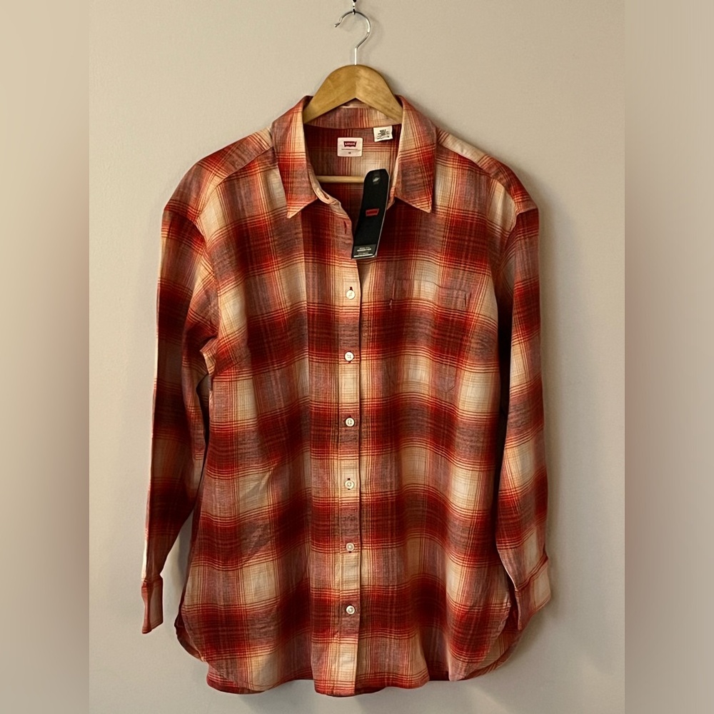 Women’s Levi’s Henri Cotton Flannel Long Sleeve Plaid Shirt NWT